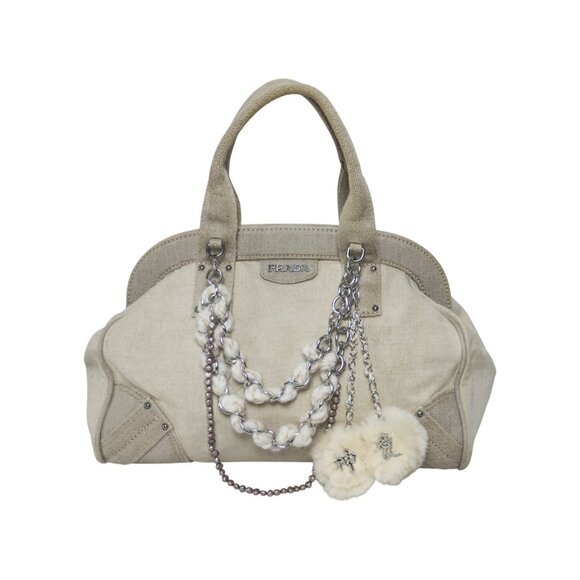 \'Eros\' Bag Chain - Baroque Freshwater Pearl Chain W/ Rubbit Fur Charm main image 4